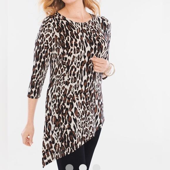 CHICO'S TRAVELERS CLASSIC Animal Sierra Dress Top  Size 2(L) - Picture 1 of 16